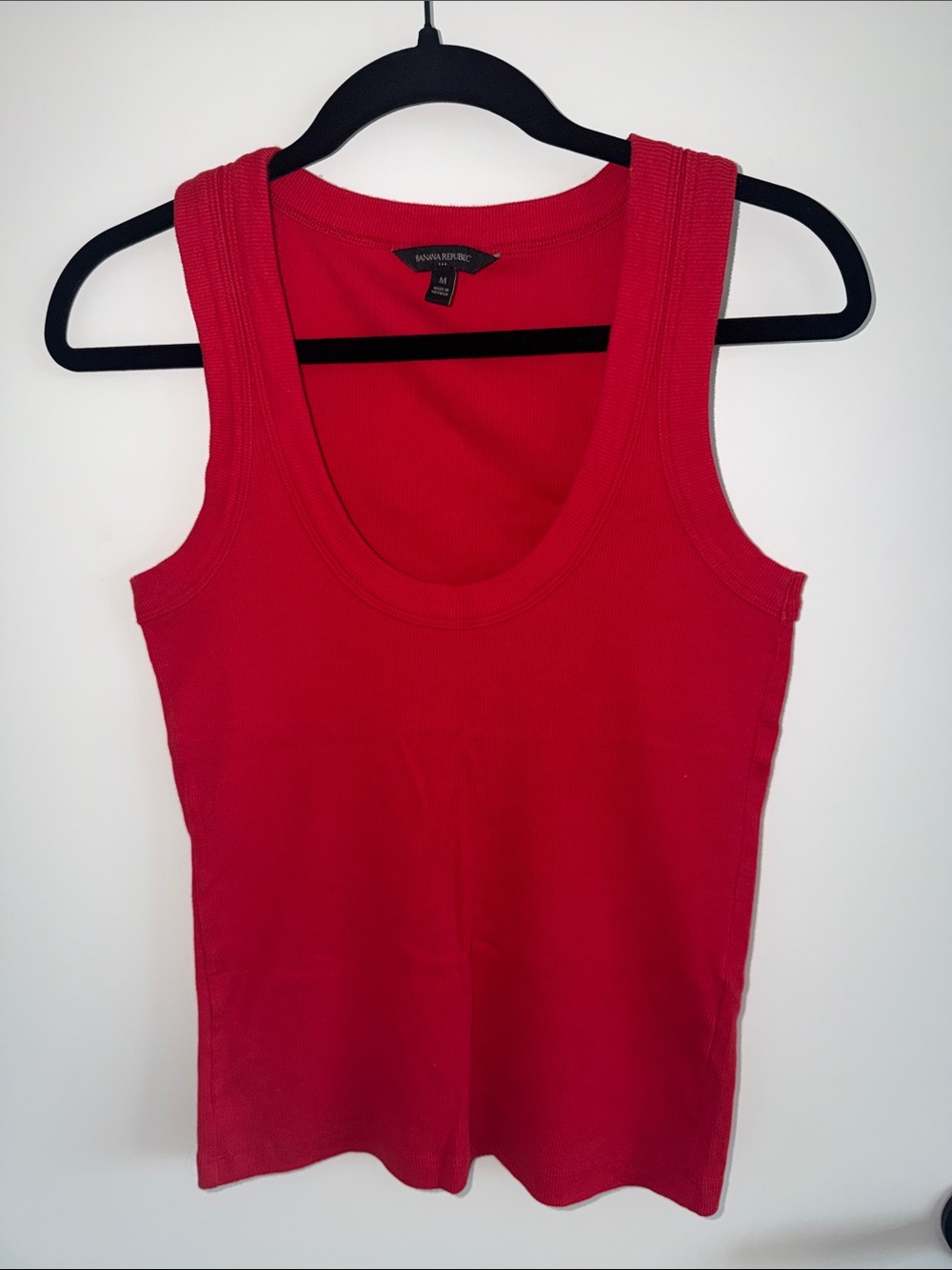 Banana Republic Red Ribbed Scoop Tank